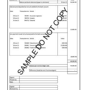 0100 Bank reconciliations form