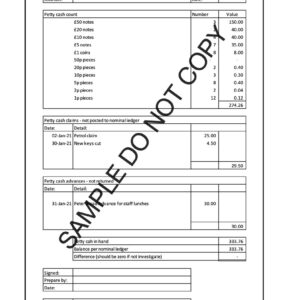 0110 Petty cash reconciliation form