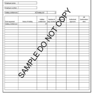 10710 Staff holiday record form