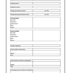 10770 Employee bank account change process form