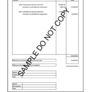 0205 Deferred tax reconciliation form